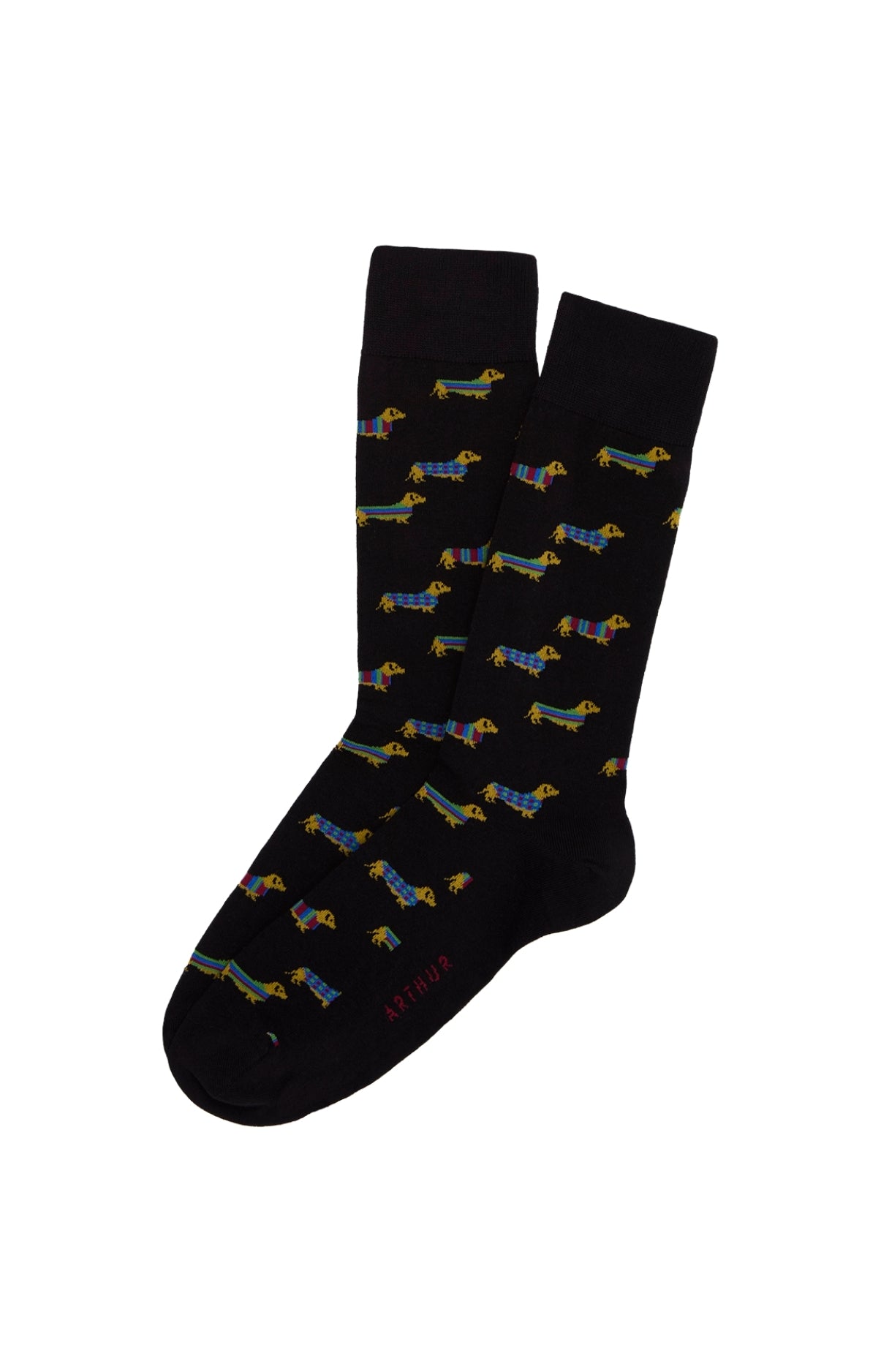 arthur-bob-teckel-noir-chaussettes-noir-coton image 1