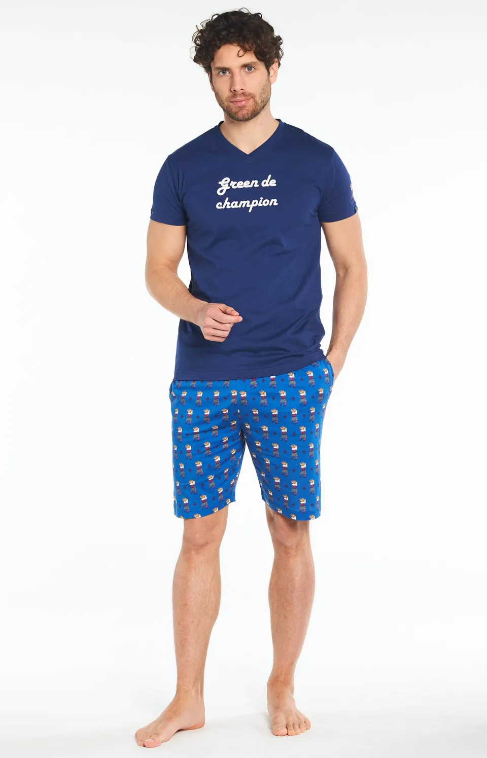 arthur-bob-green-de-champion-pyjashort-homme-roi-coton-bio image 1