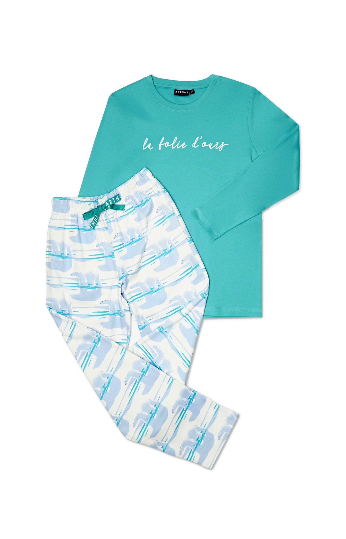 arthur-bob-folie-d-ours-pyjama-long-bleu-baltique-4a-coton image 3