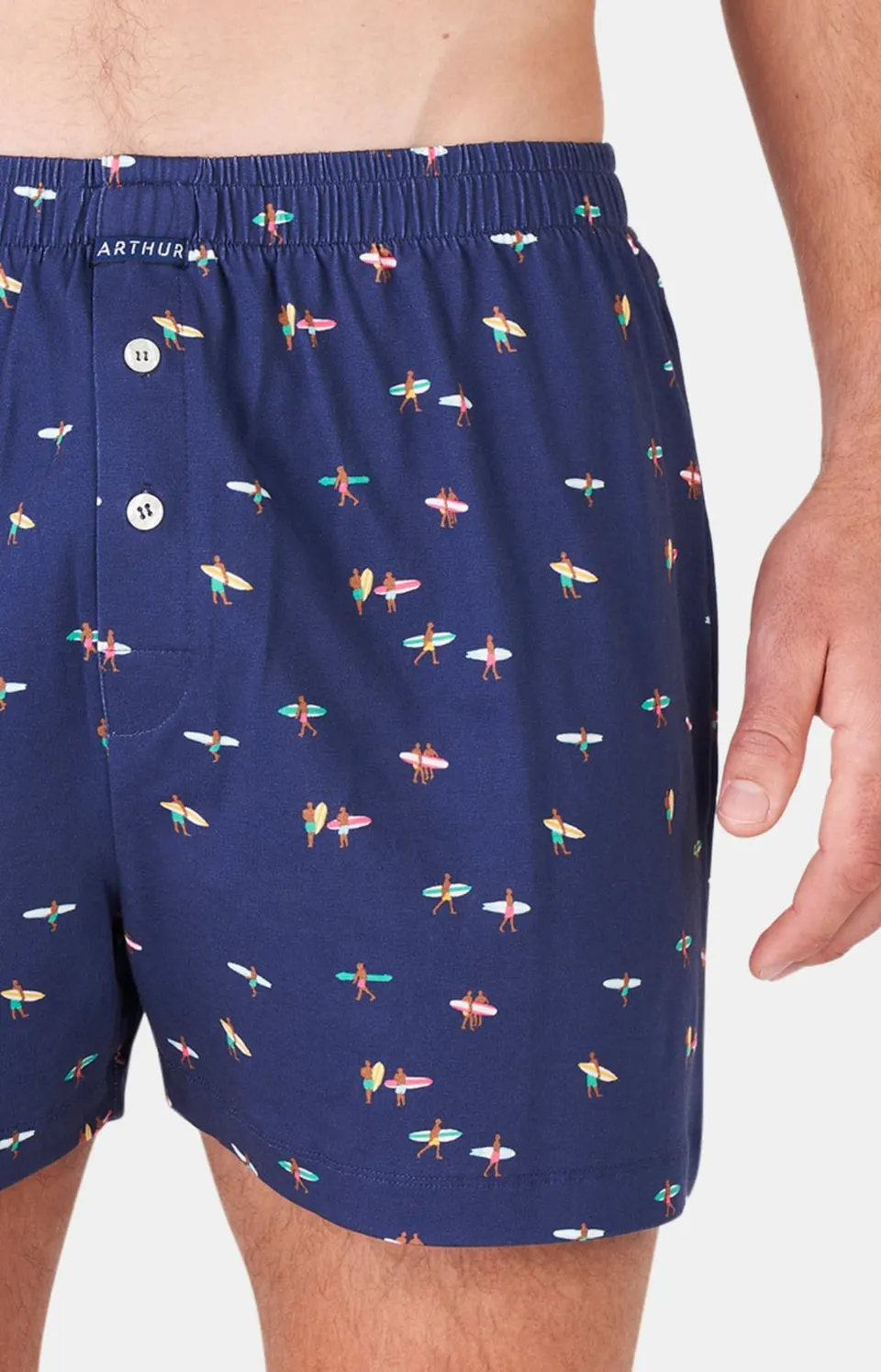 arthur-le-club-surf-cale-on-de-nuit-marine-coton-bio image 1