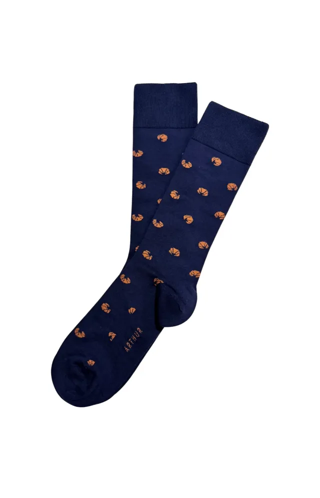 arthur-bob-croissant-chaussettes-homme-marine-coton image 1