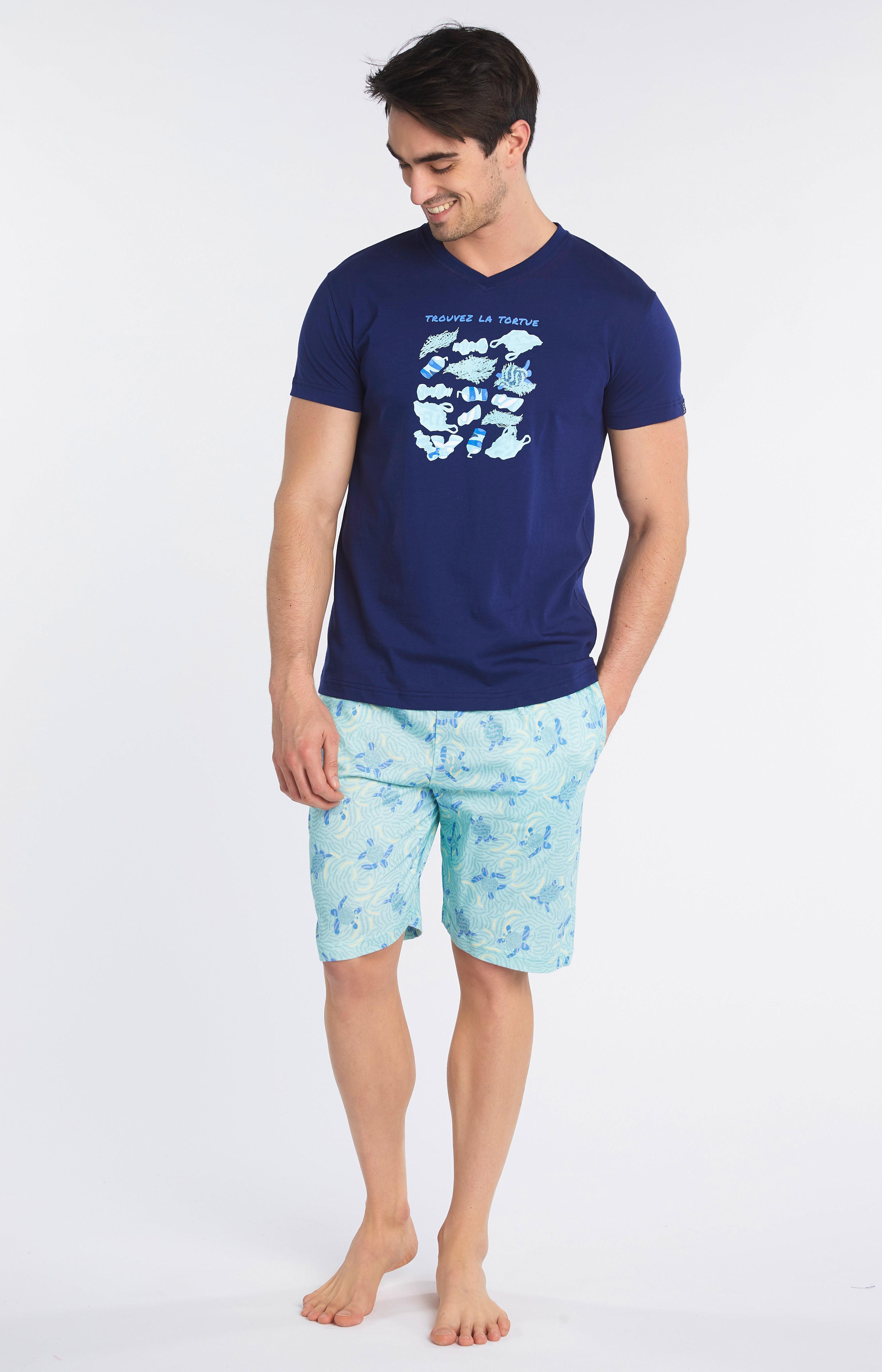arthur-bob-pyjashort-tortue-lagon-bleu-coton-bio-court image 4