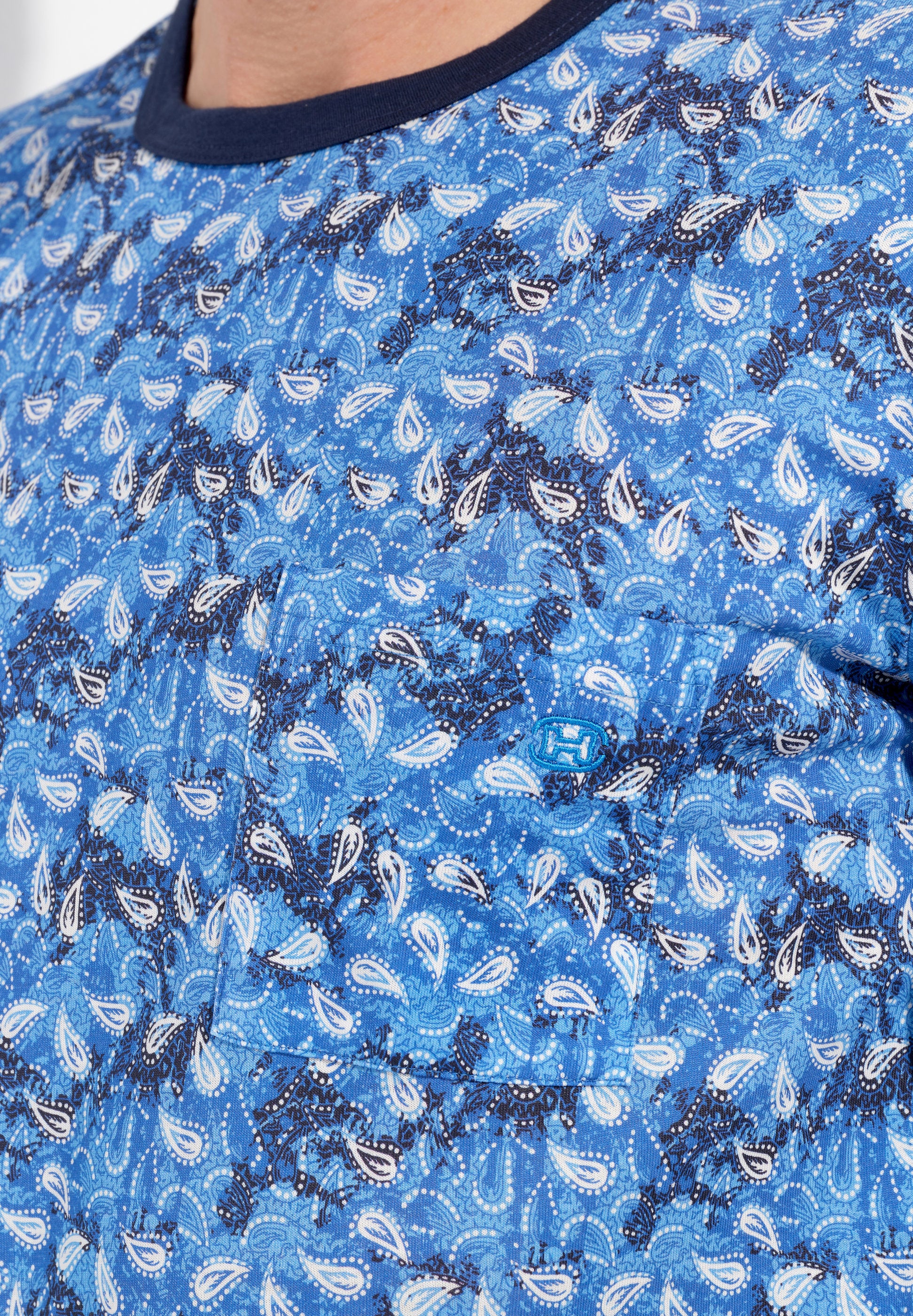 hom-vibe-pyjama-homme-long-bleu-coton-manche-longue-taille-m image 3
