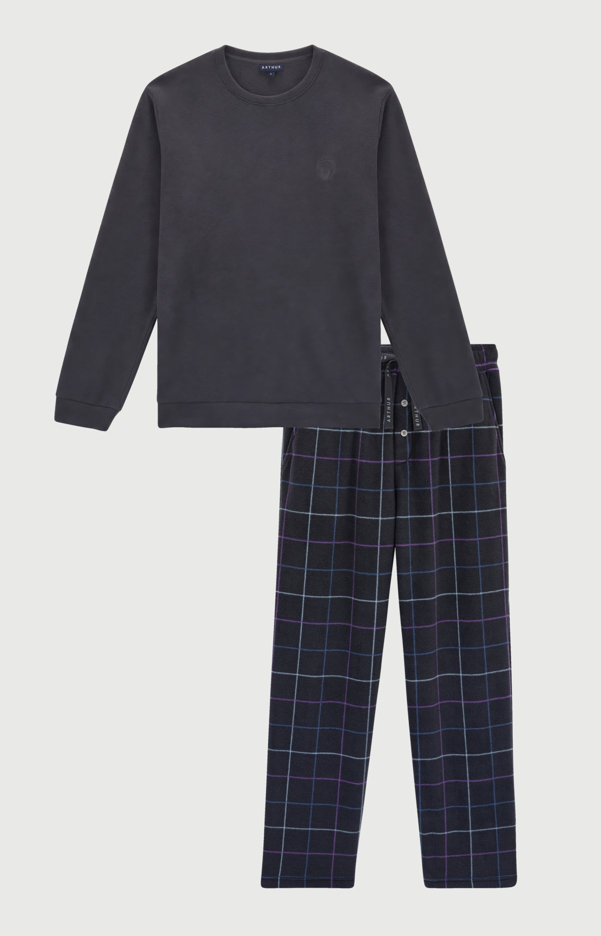 arthur-bob-carol-pyjama-polaire-homme-ebony-carreaux image 3