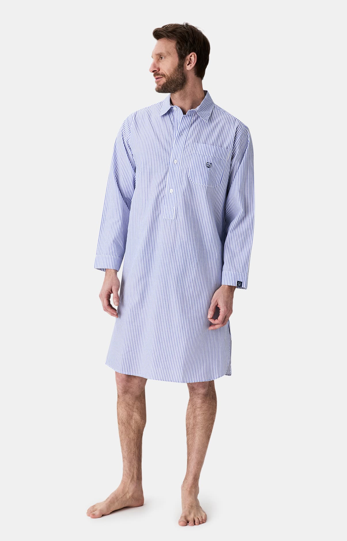 arthur-bob-rayure-bleue-chemise-de-nuit-homme-bleu-coton-bio image 4