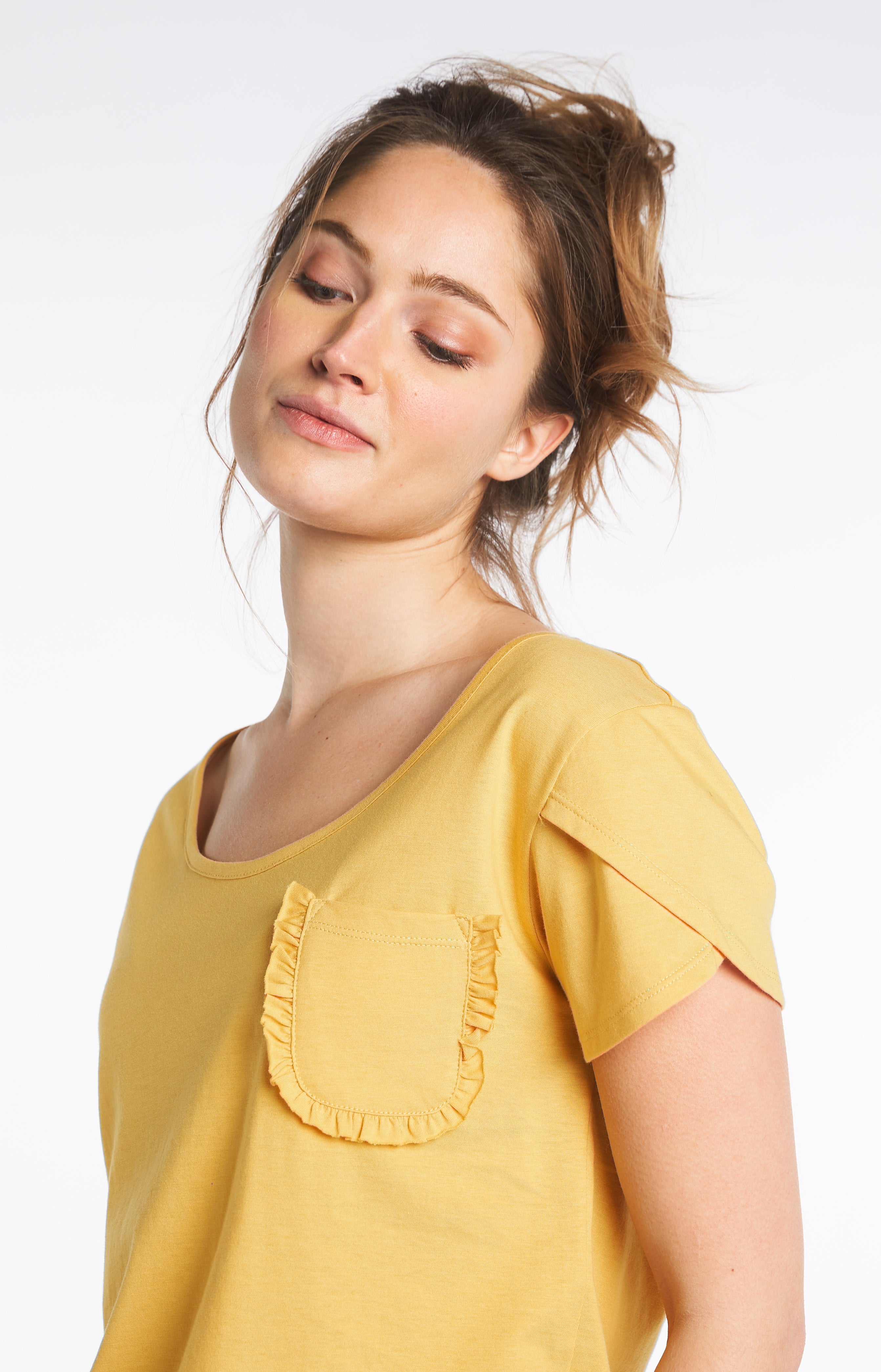 arthur-bob-tee-shirt-uni-ocre-coton-bio-femme image 3
