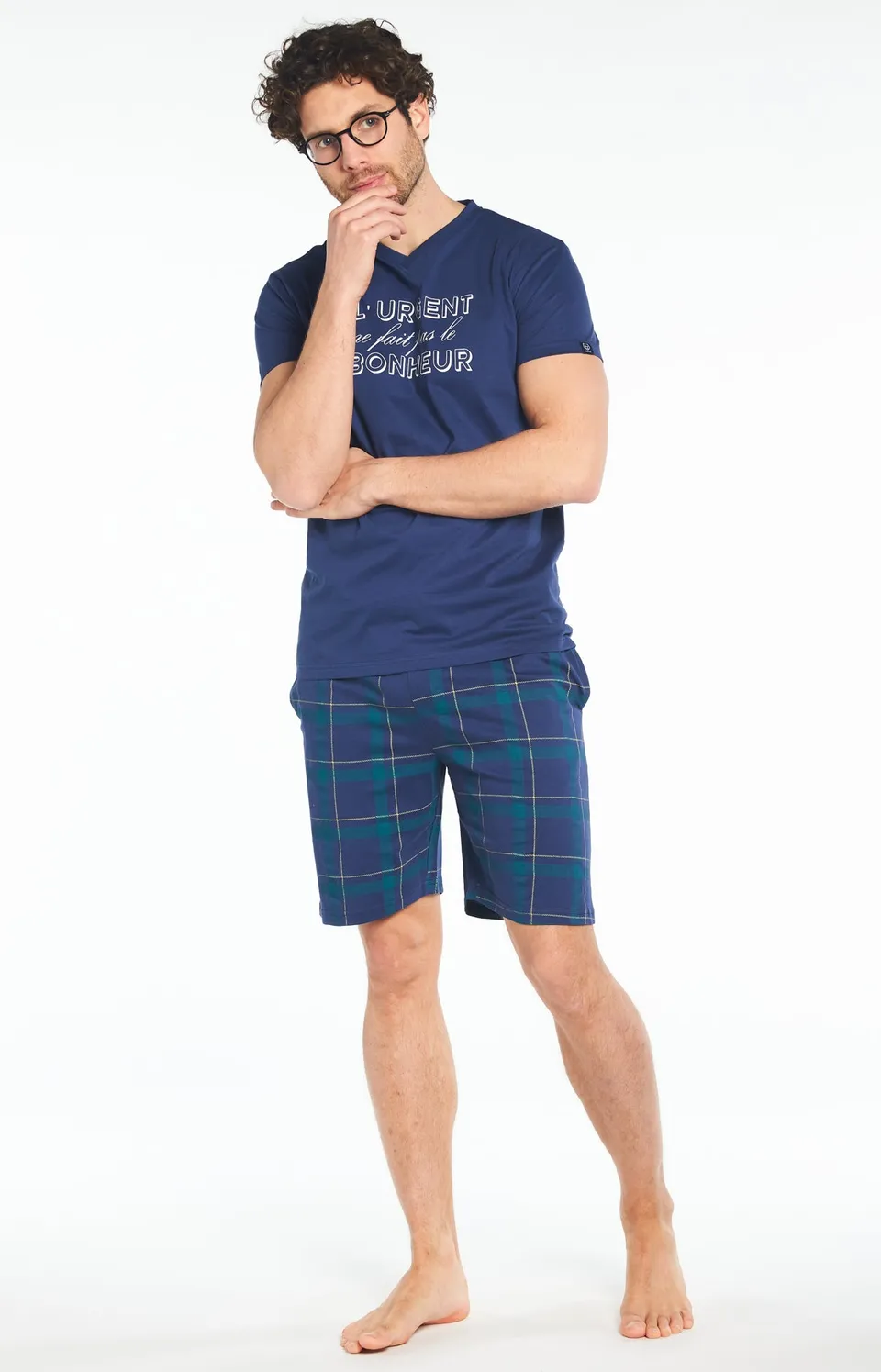 arthur-bob-urgent-pyjashort-homme-marine-coton-bio image 1