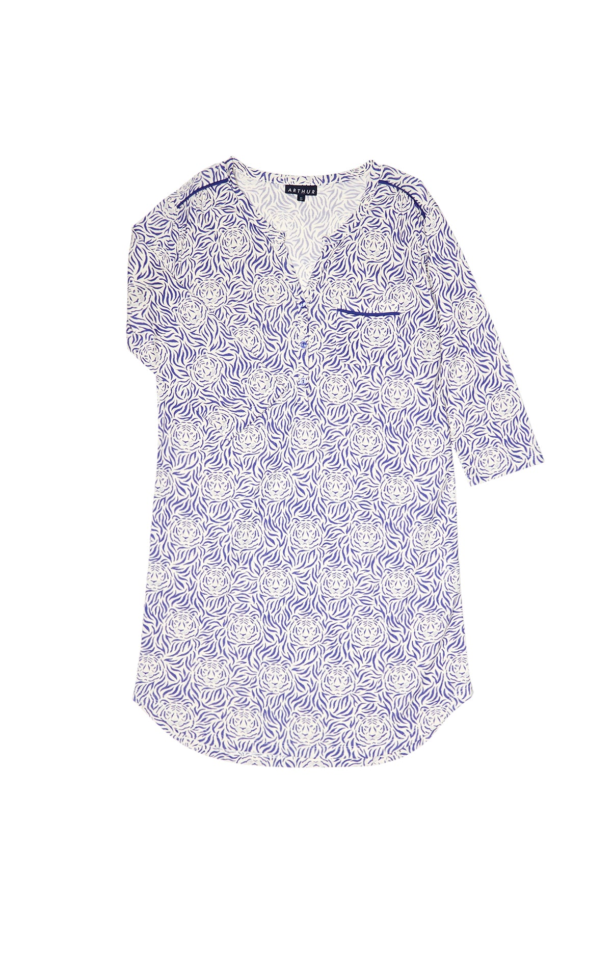 arthur-bob-tigre-liquette-femme-bleue-lyocell-manches-3-4 image 3
