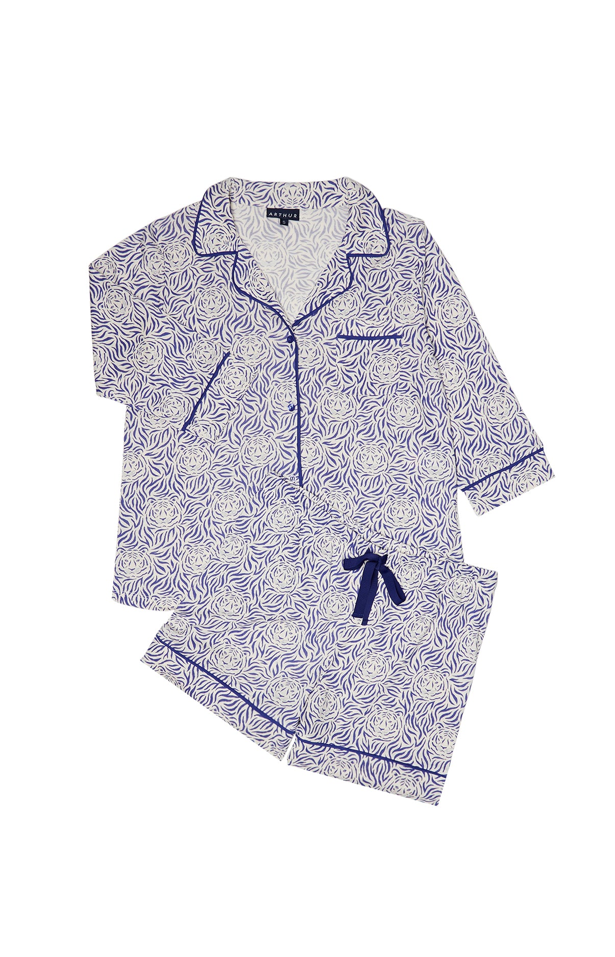 arthur-bob-tigre-pyjashort-bleu-lyocell-femme image 3
