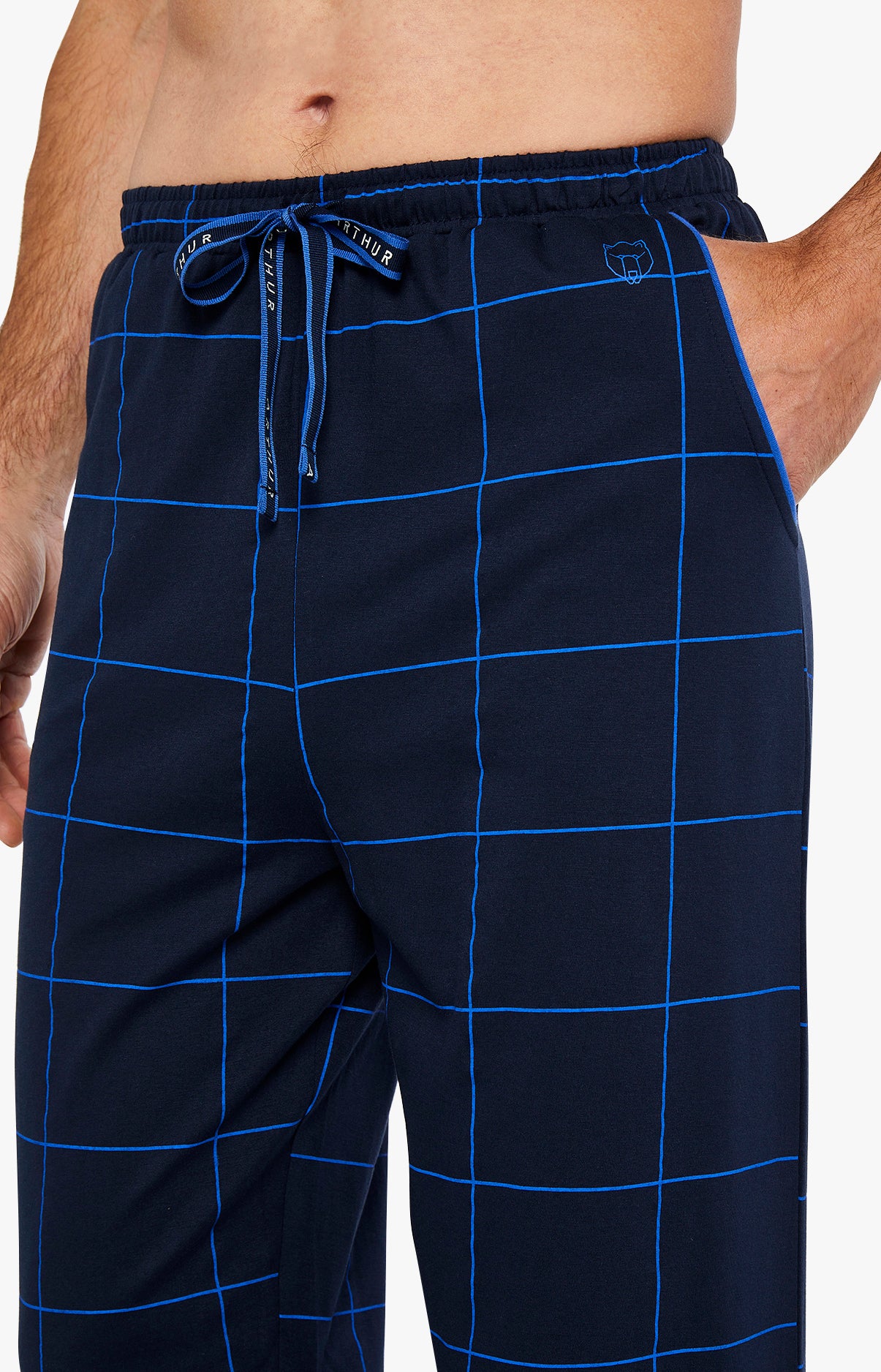 arthur-bob-pantalon-pyjama-carreaux-marine-coton-bio image 2
