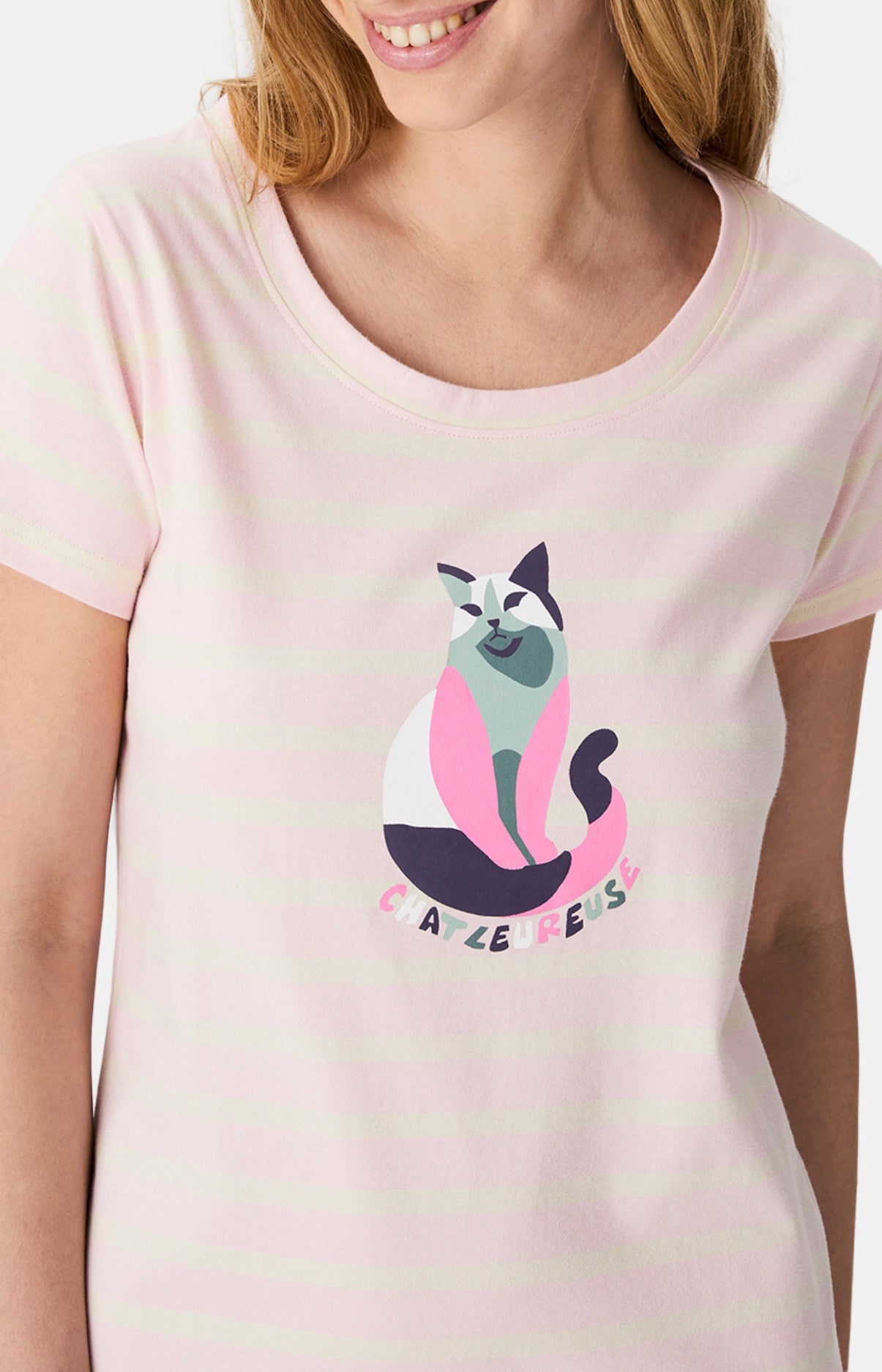 arthur-bob-chatleureuse-chemise-de-nuit-rose-coton-bio image 2