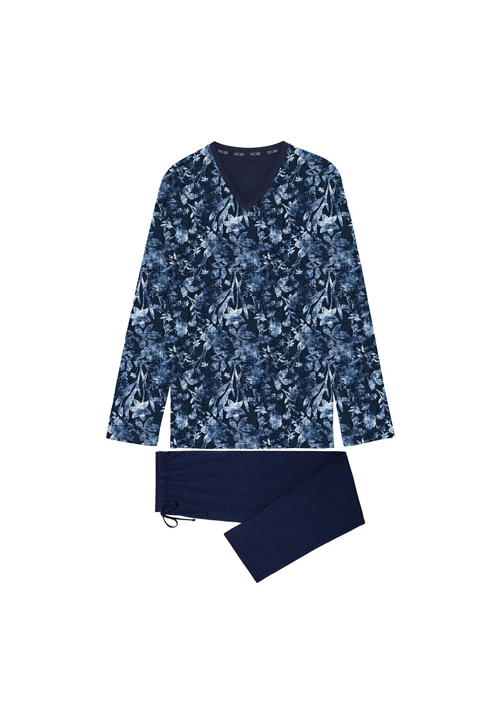 hom-compi-gne-pyjama-long-homme-bleu-coton image 1