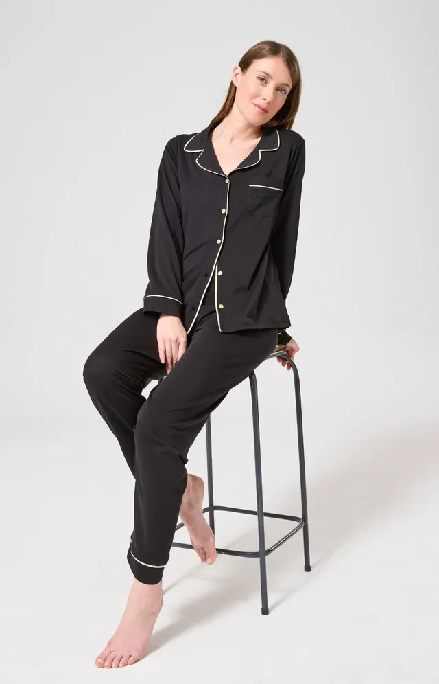 arthur-bob-tradi-pyjama-femme-noir-lyocell-coton image 1