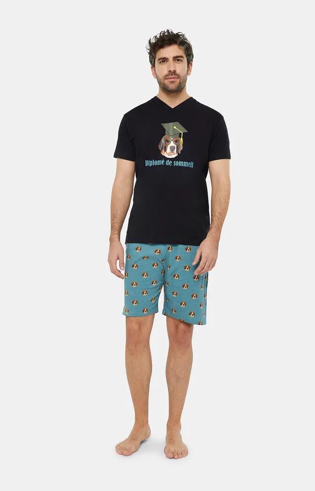 arthur-bob-beagle-pyjashort-coton-homme-acier image 1