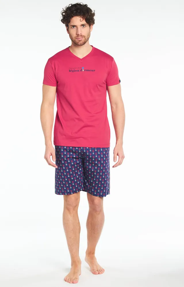 arthur-bob-l-gion-dormeur-pyjashort-homme-marine-coton-bio image 1