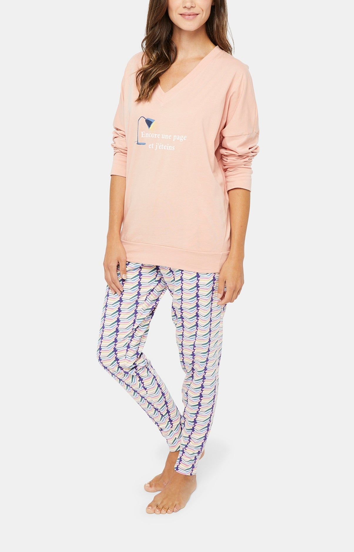 arthur-bob-bouquins-pyjama-femme-rose-long-coton image 1