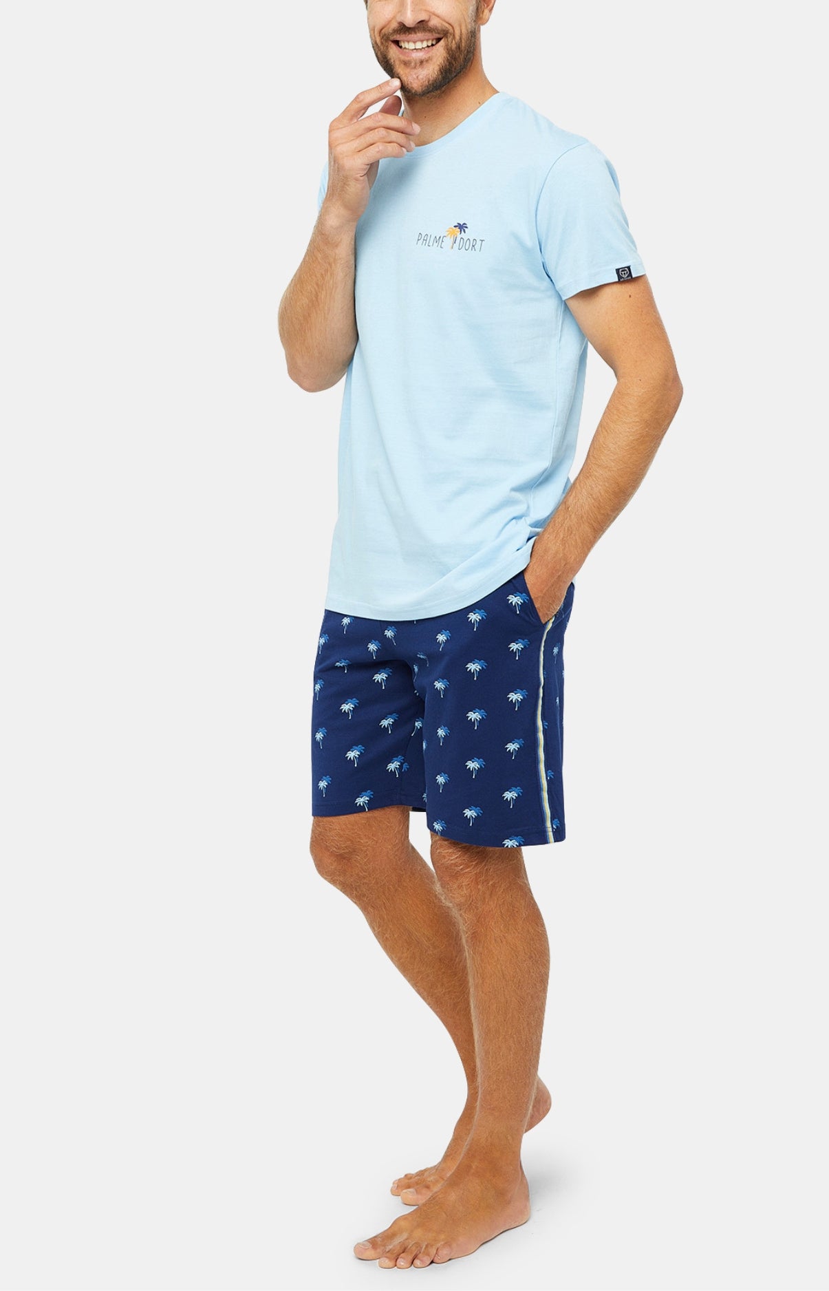 arthur-bob-palmier-pyjashort-homme-marine-coton-bio image 4
