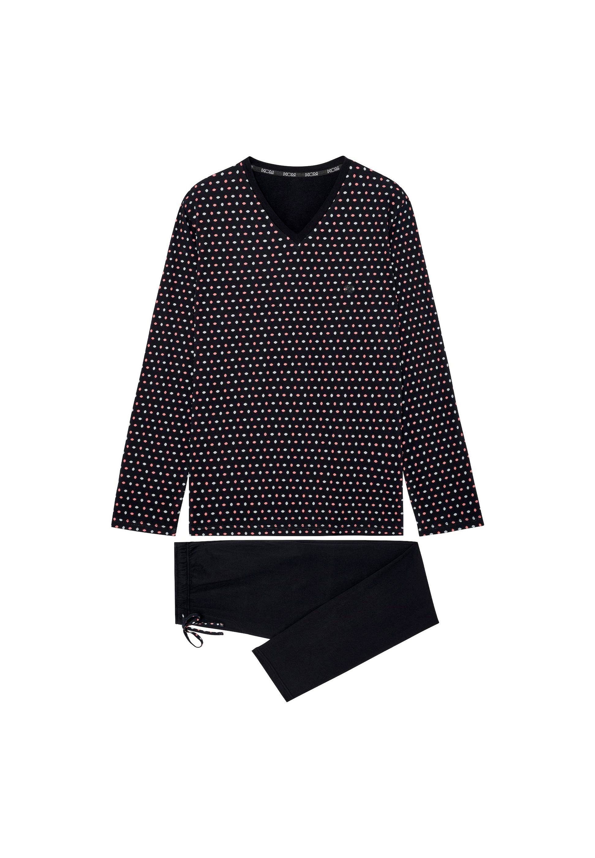 hom-modal-comfort-domino-pyjama-long-coton-imprim-noir image 1