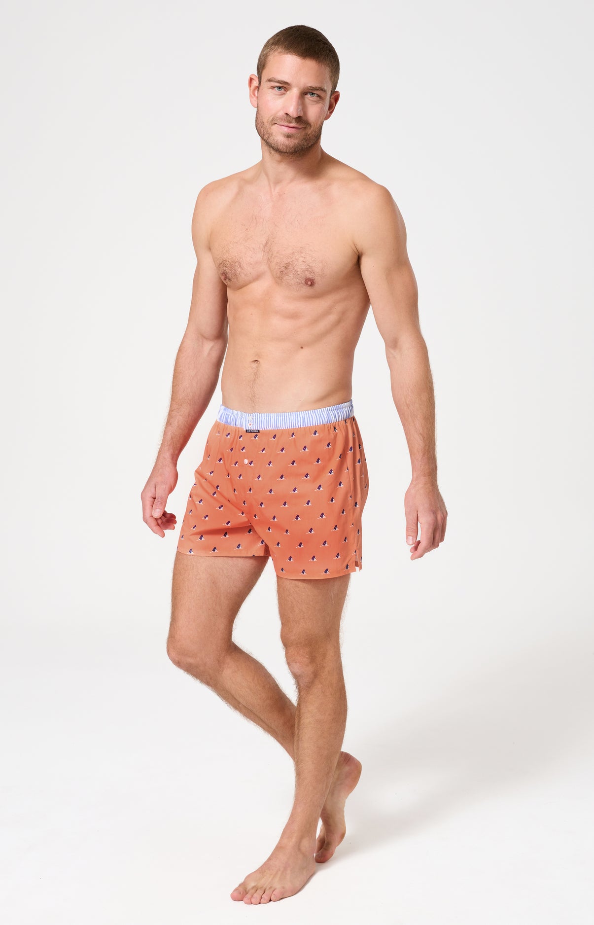 arthur-le-club-1220-cale-on-homme-orange-requins image 4