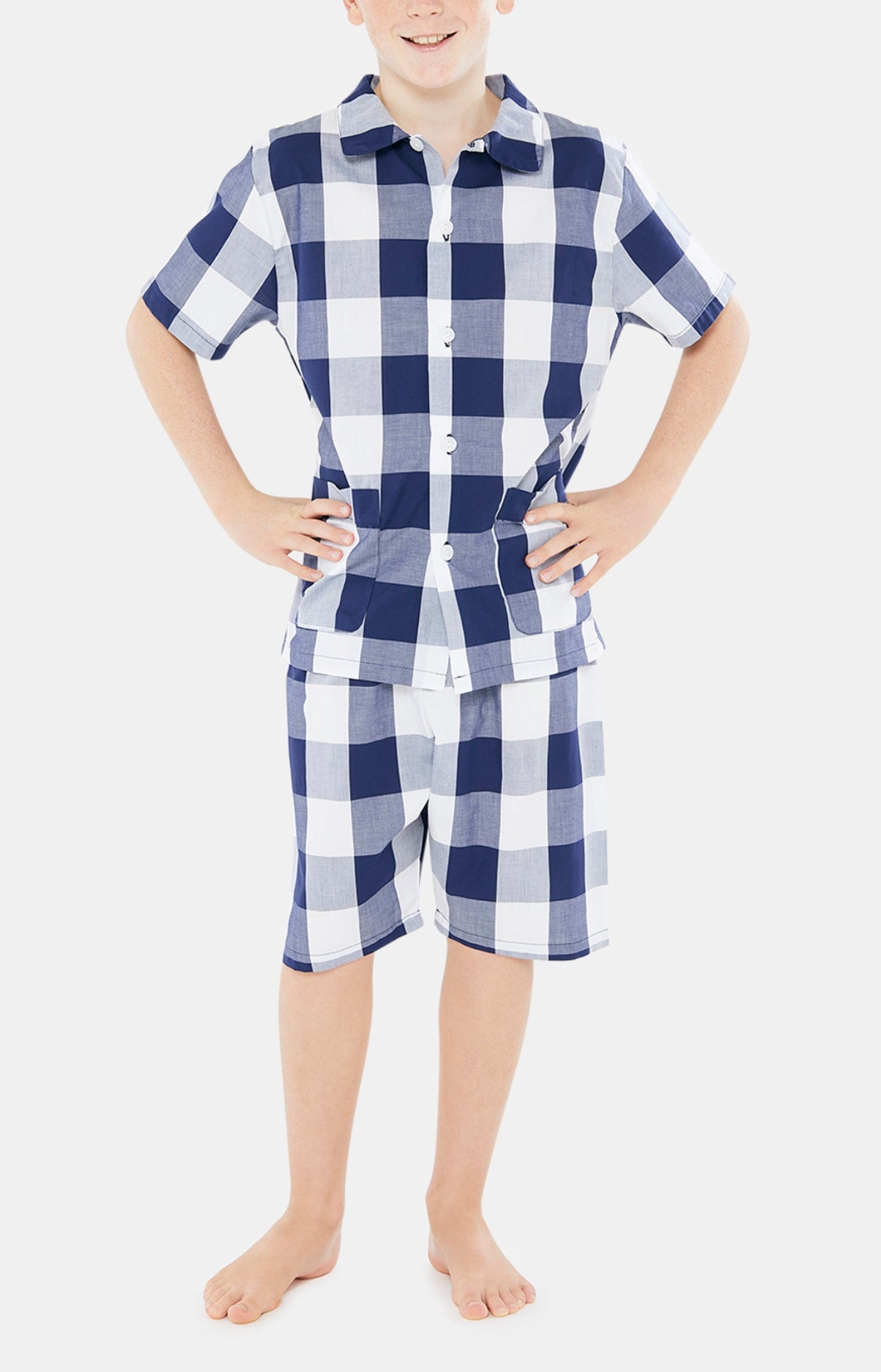 arthur-bob-pyjashort-big-vichy-coton-bio-enfant-marine image 2
