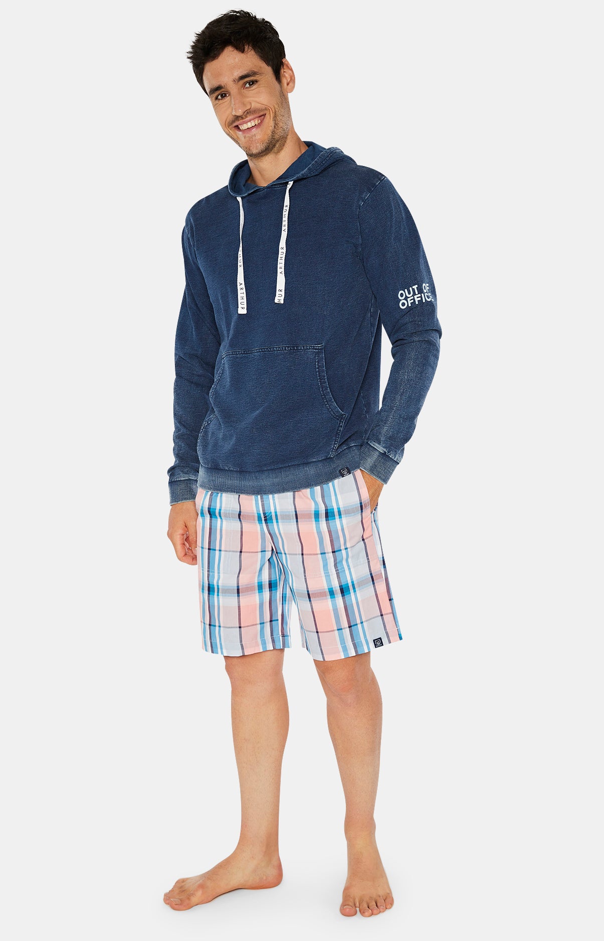 arthur-bob-carreaux-short-pyjama-homme-fraise-coton image 1