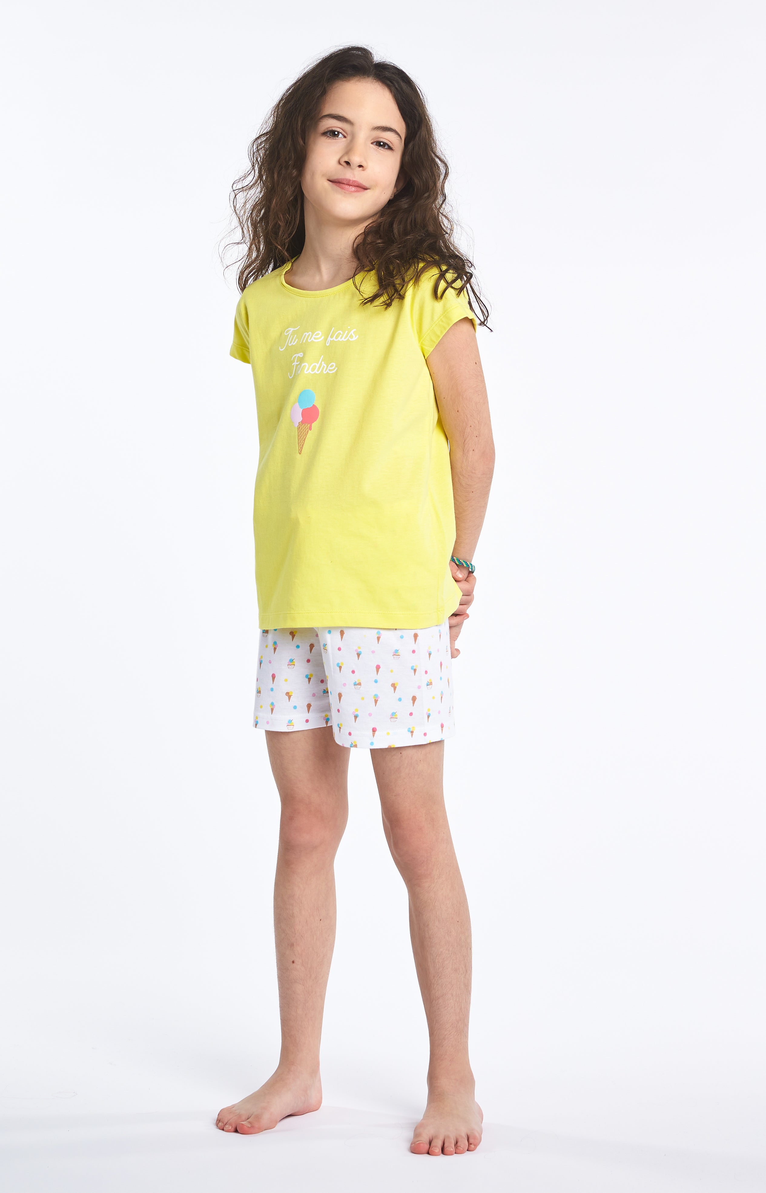 arthur-bob-pyjashort-icecream-blanc-pyjama-fille-coton-bio image 1