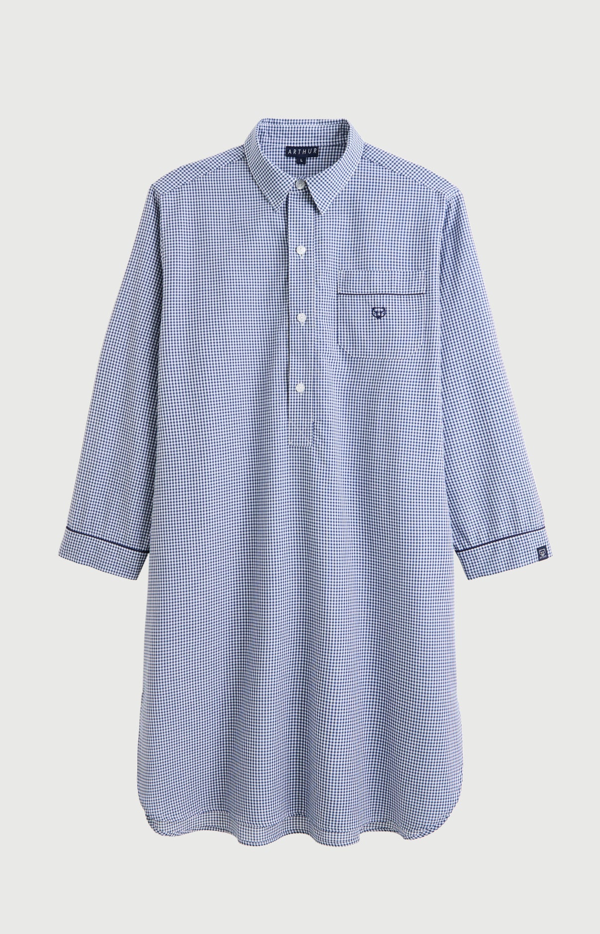arthur-bob-vichy-chemise-de-nuit-marine-coton-bio image 3