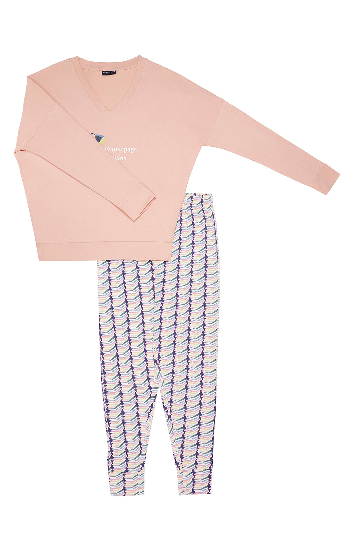 arthur-bob-bouquins-pyjama-femme-rose-long-coton image 3