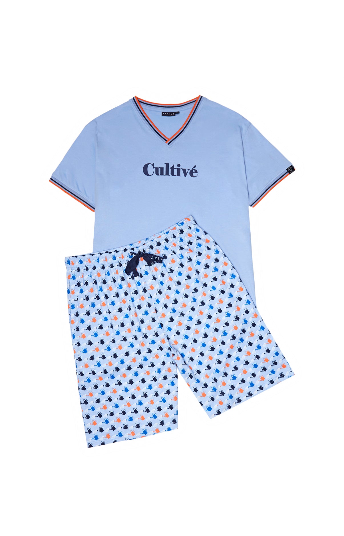 arthur-bob-cultiv-pyjashort-coton-bio-homme-ciel-court image 3