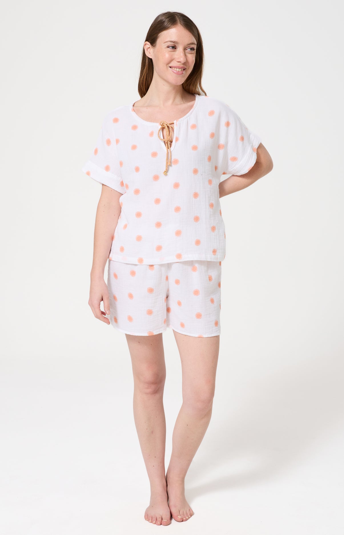 arthur-bob-soleil-pyjashort-gaze-coton-bio-blanc image 1
