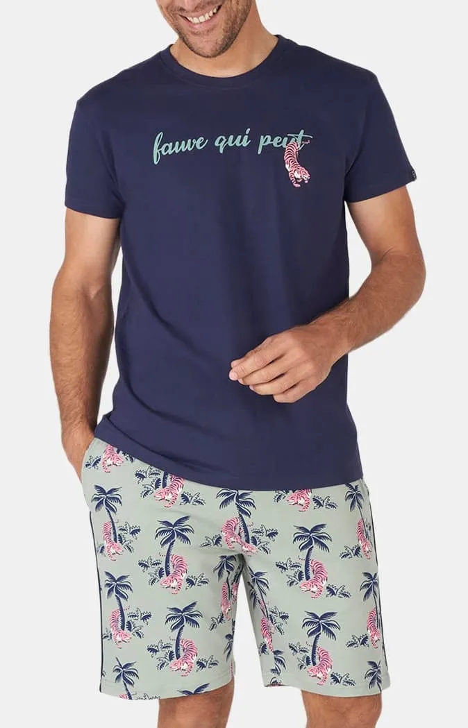 arthur-bob-fauve-qui-peut-pyjashort-homme-kaki-coton-bio image 1