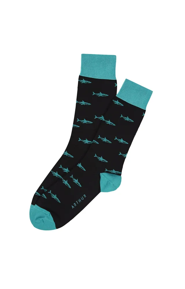 arthur-bob-requin-chaussettes-homme-noir-40-46-coton image 1
