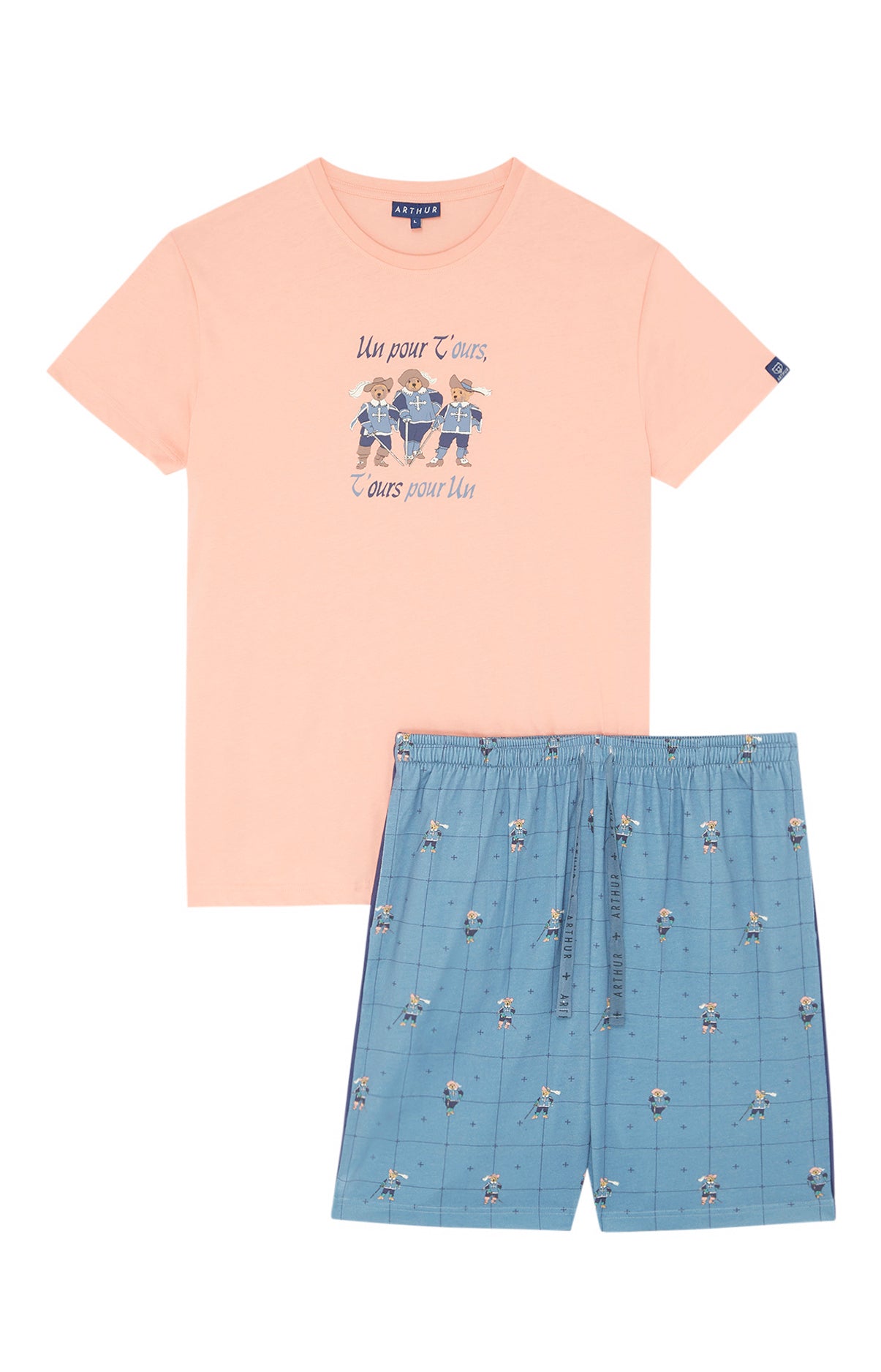 arthur-bob-teddy-pyjashort-homme-bleu-coton-bio image 3