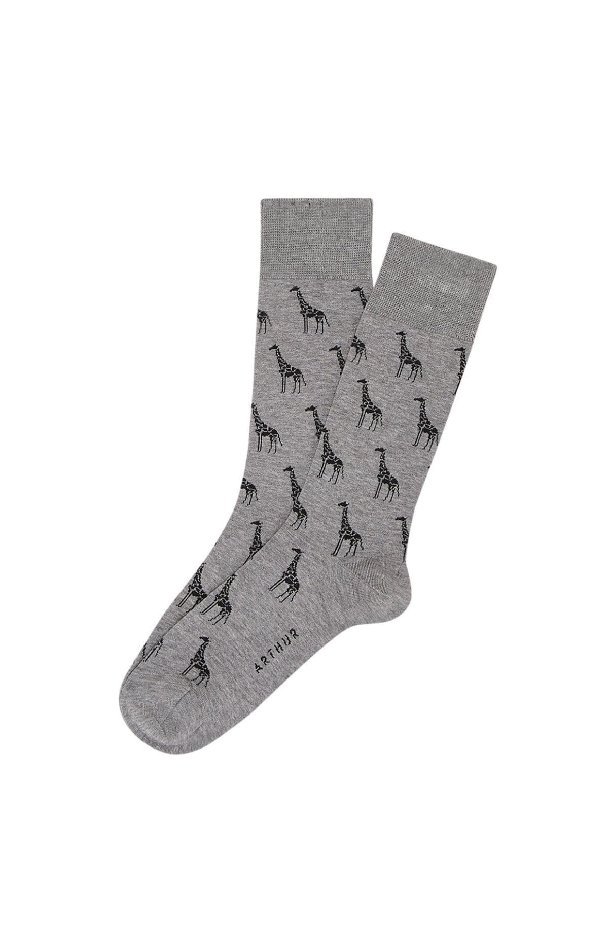 arthur-bob-girafe-chaussettes-homme-gris-fil-d-cosse image 1