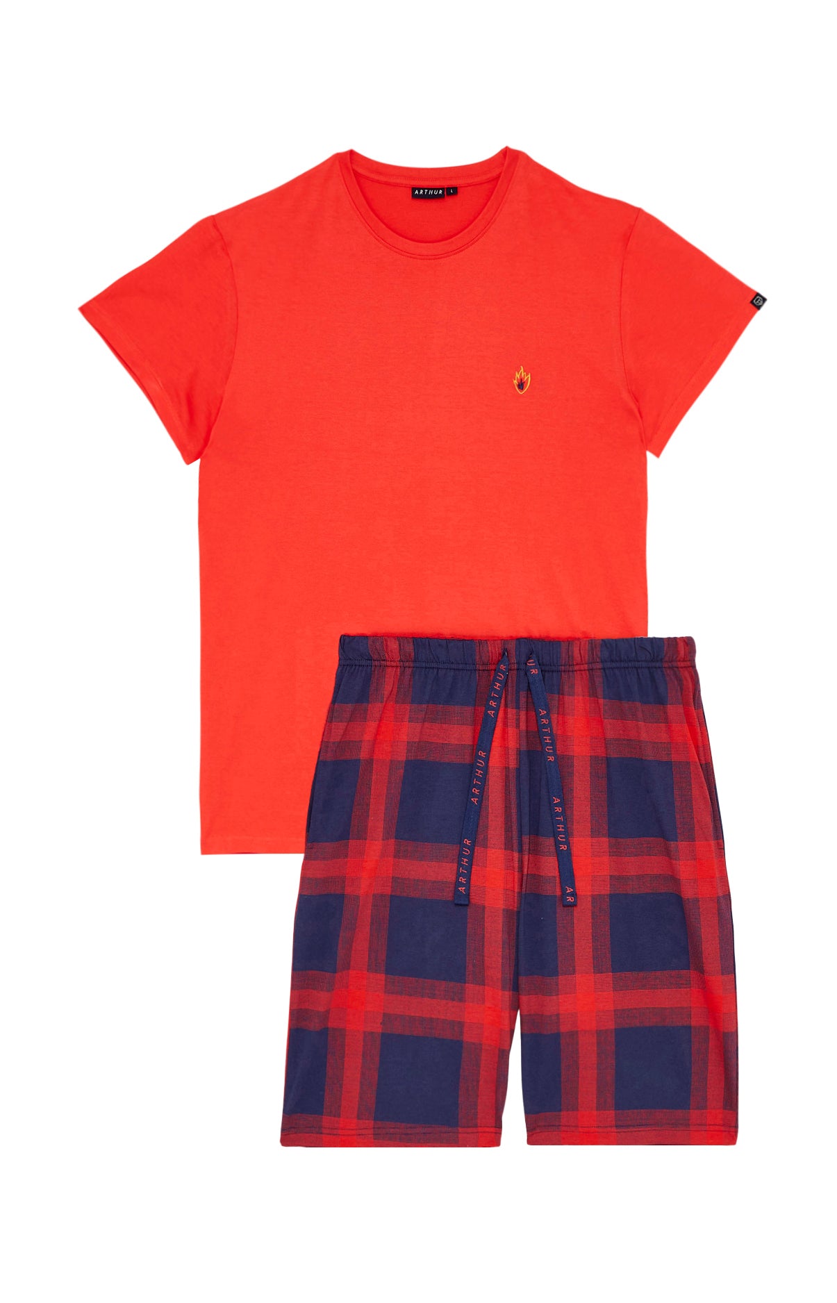 arthur-on-fire-pyjashort-rouge-coton-bio-homme image 3