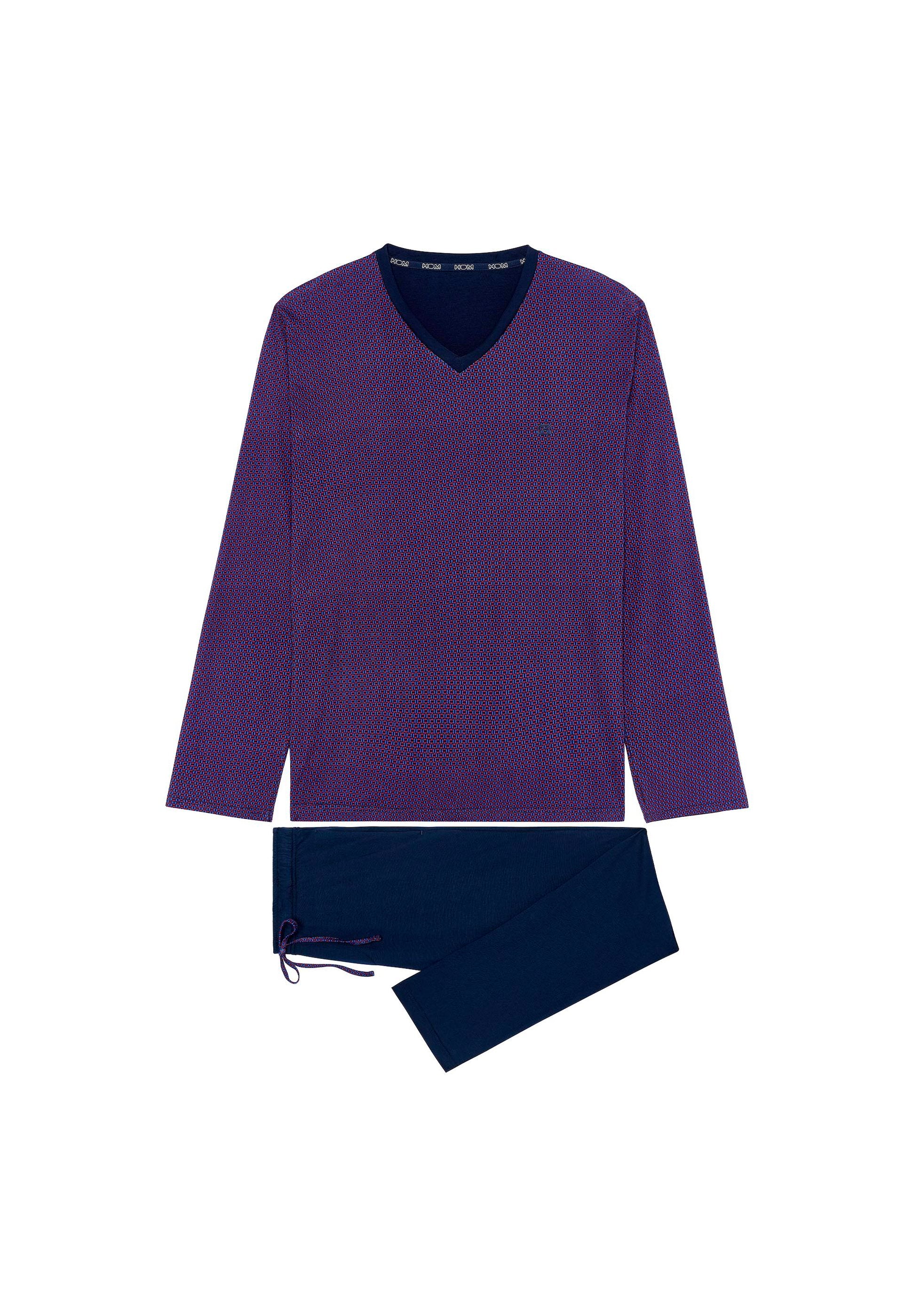 hom-fats-pyjama-long-navy-print-coton-modal image 1
