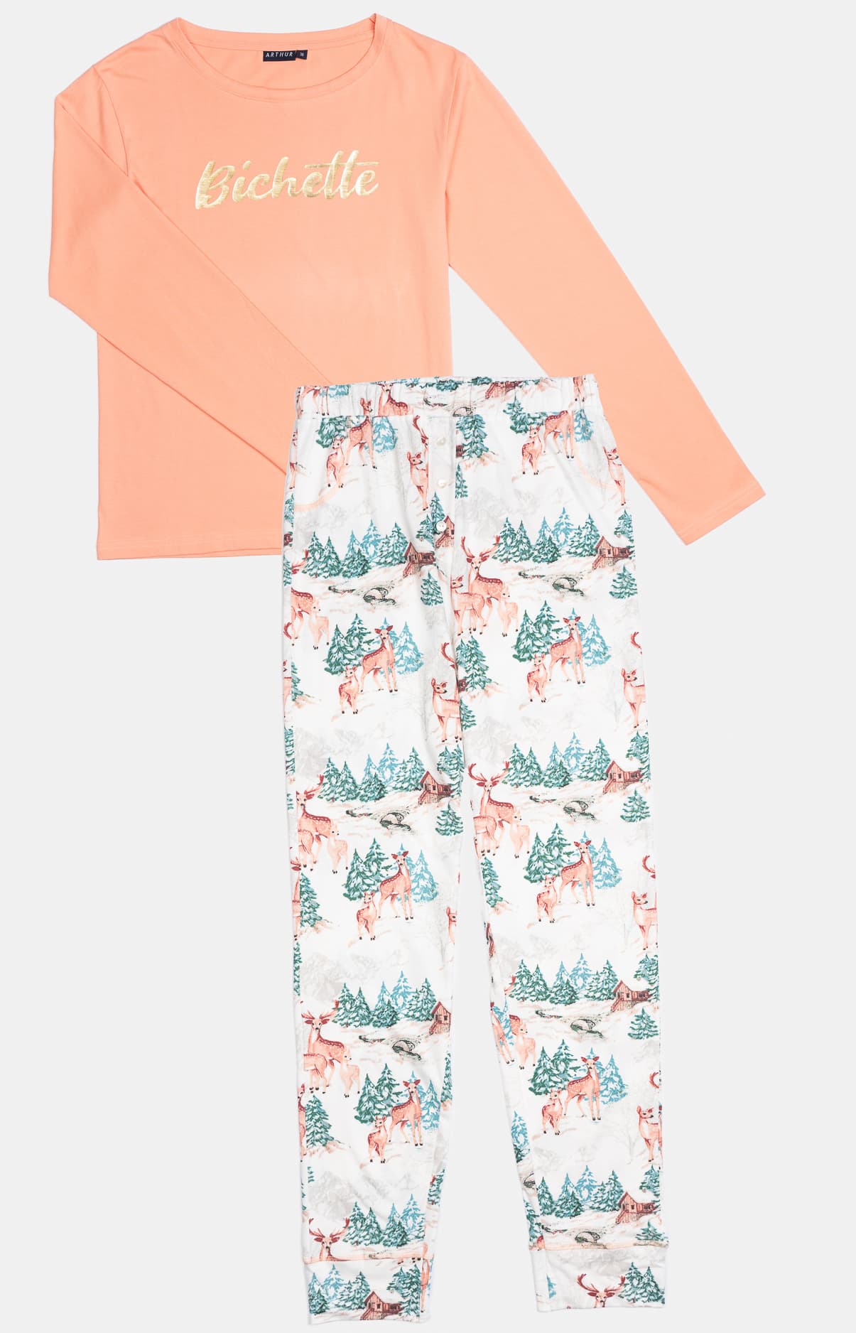 arthur-bob-bichette-pyjama-femme-blanc-100-coton-manches-longues image 3