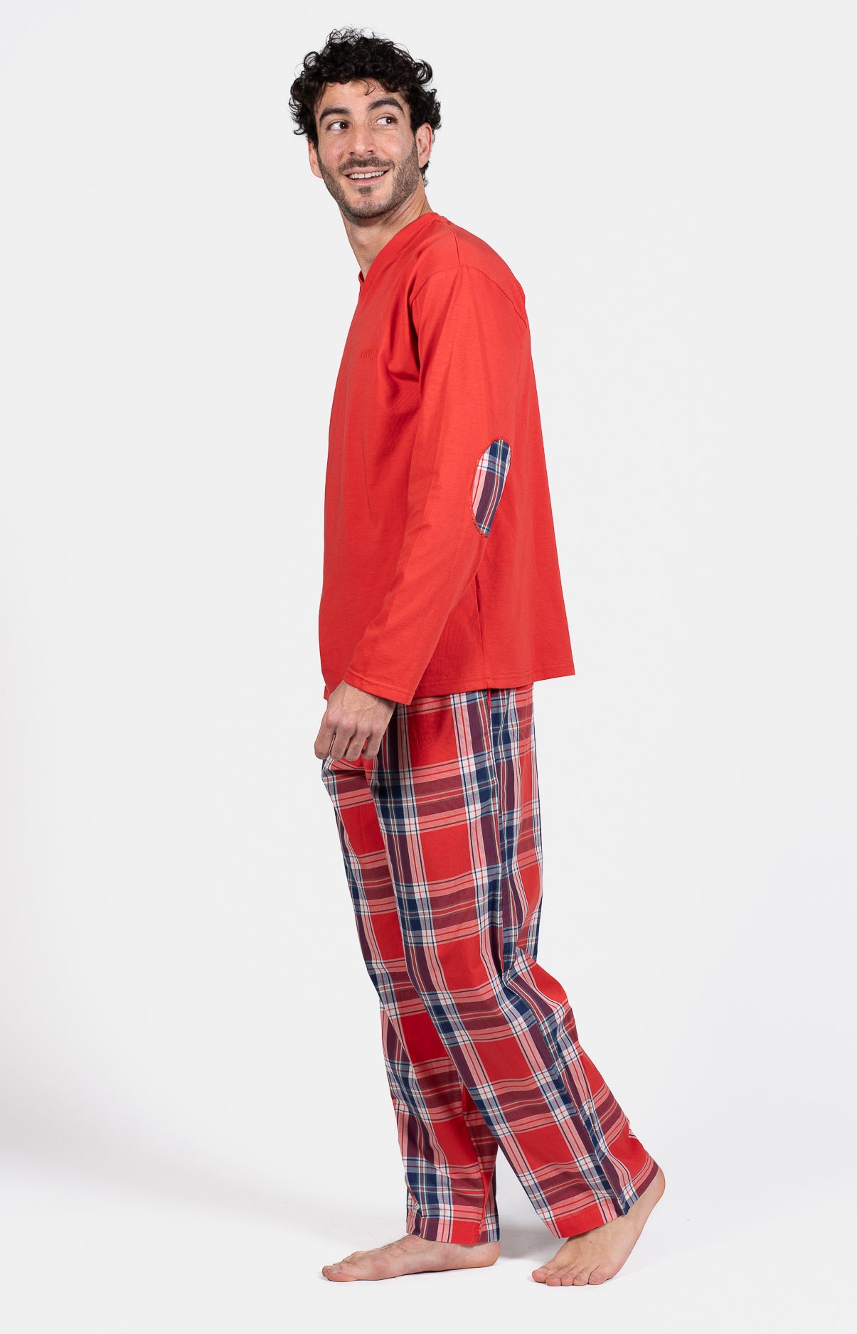 arthur-bob-pyjama-logan-rouge-homme-coton-manches-longues image 5