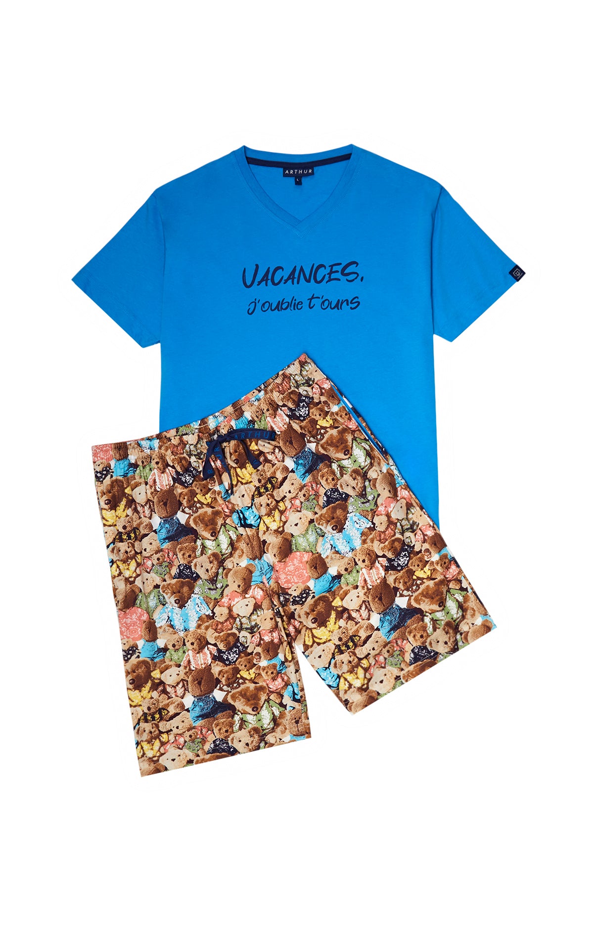 arthur-bob-teddy-pyjashort-homme-coton-bio-multicolore image 3