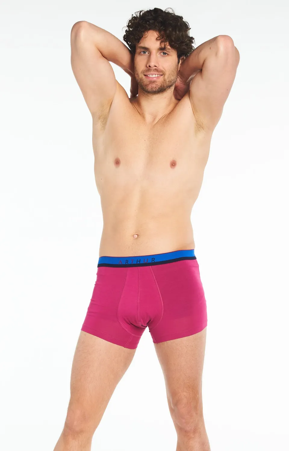 arthur-boxer-slipp-uni-boxer-homme-fushia-l-coton-bio image 1