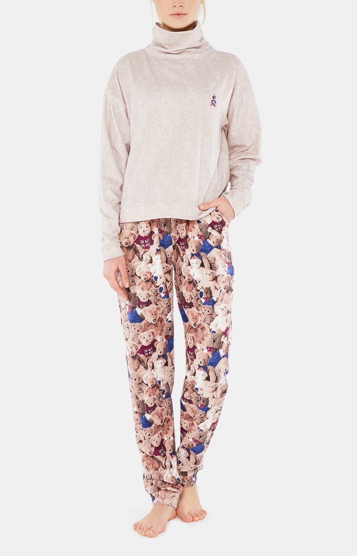 arthur-teddy-pyjama-femme-beige-polaire-chaud image 1