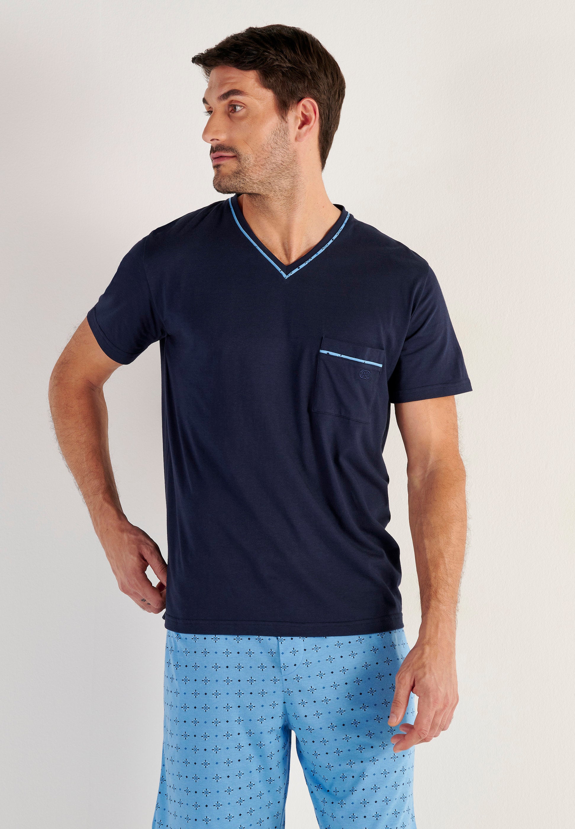 hom-alan-pyjama-court-homme-bleu-imprim-modal image 2