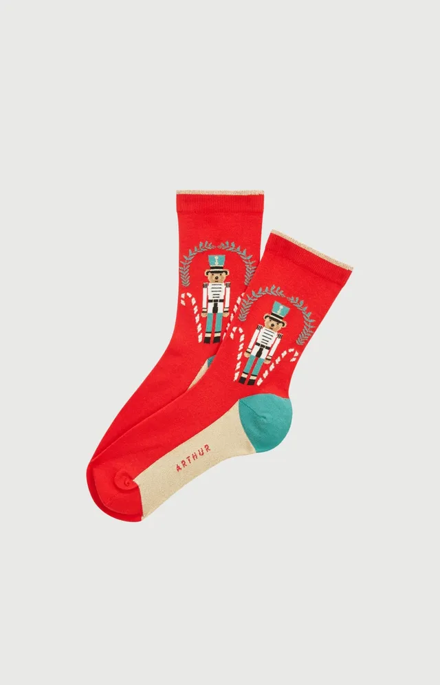 arthur-bob-chaussettes-coton-teddy-casse-noisette-rouge-36-40 image 1