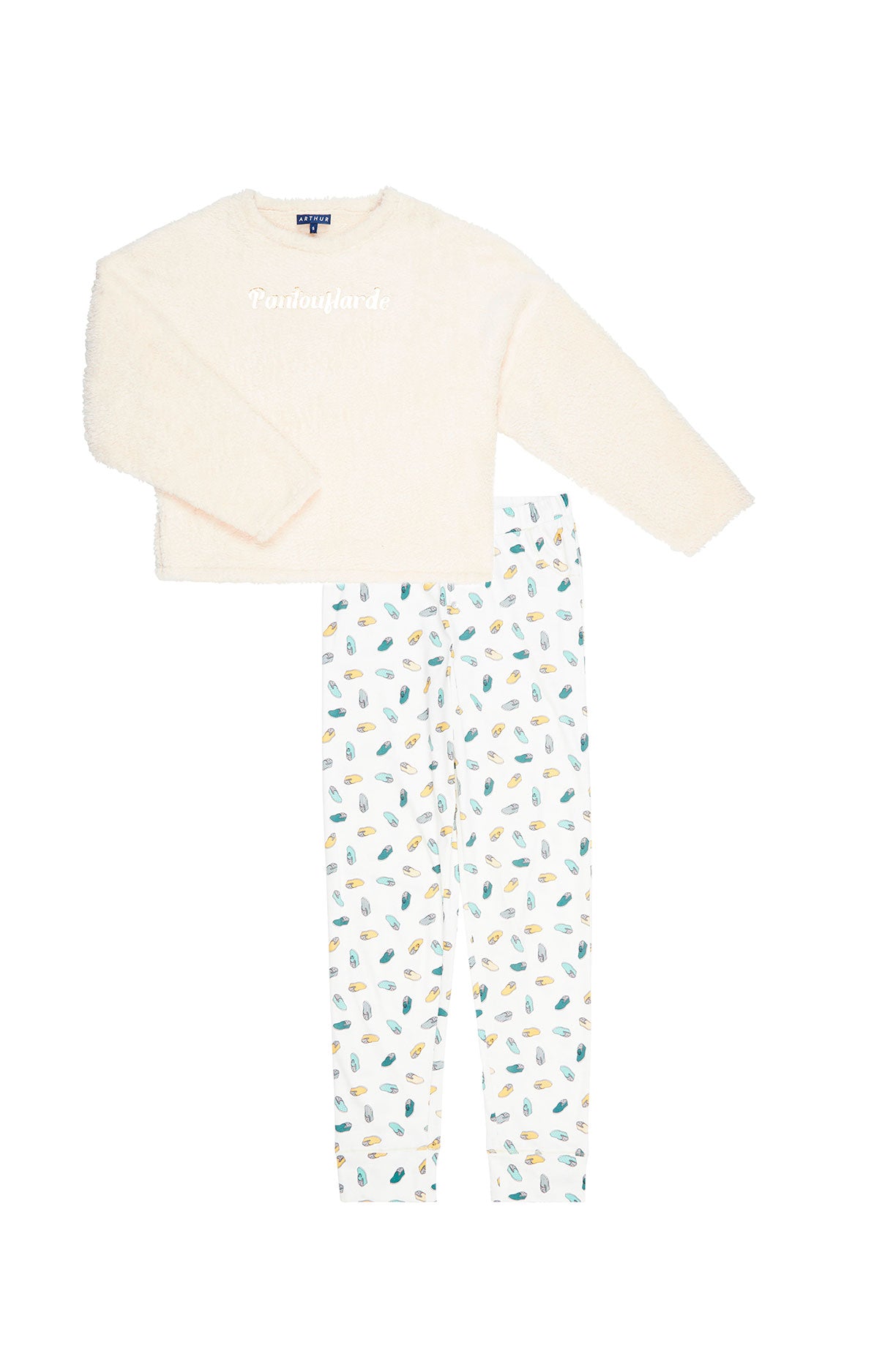 arthur-bob-pyjama-pantouflard-femme-ivoire-coton-bio-chaud image 3