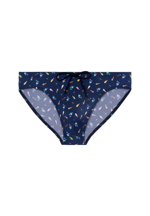 hom-h-fresh-summer-swim-mini-brief-slip-de-bain-navy-print-glaces image 1