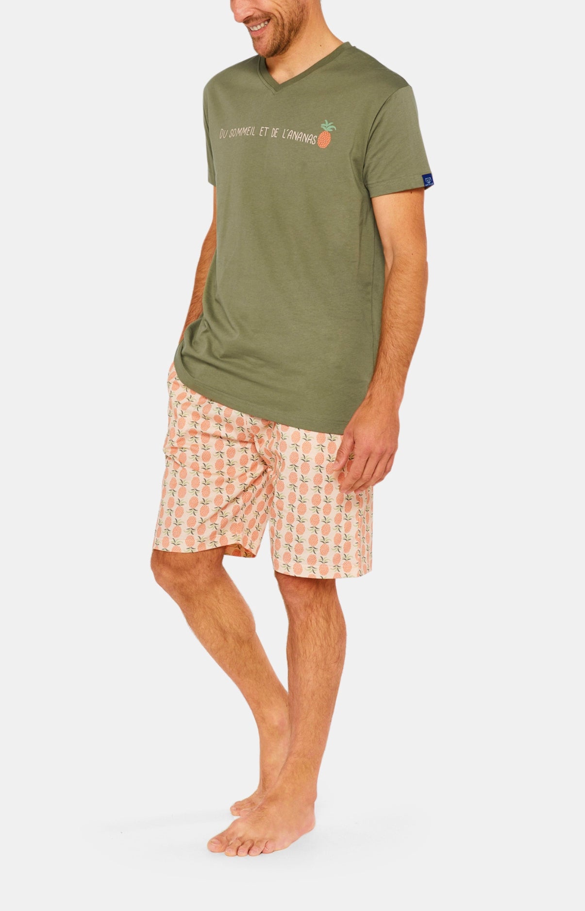 arthur-bob-pyjashort-ananas-coton-bio-orange-homme image 2