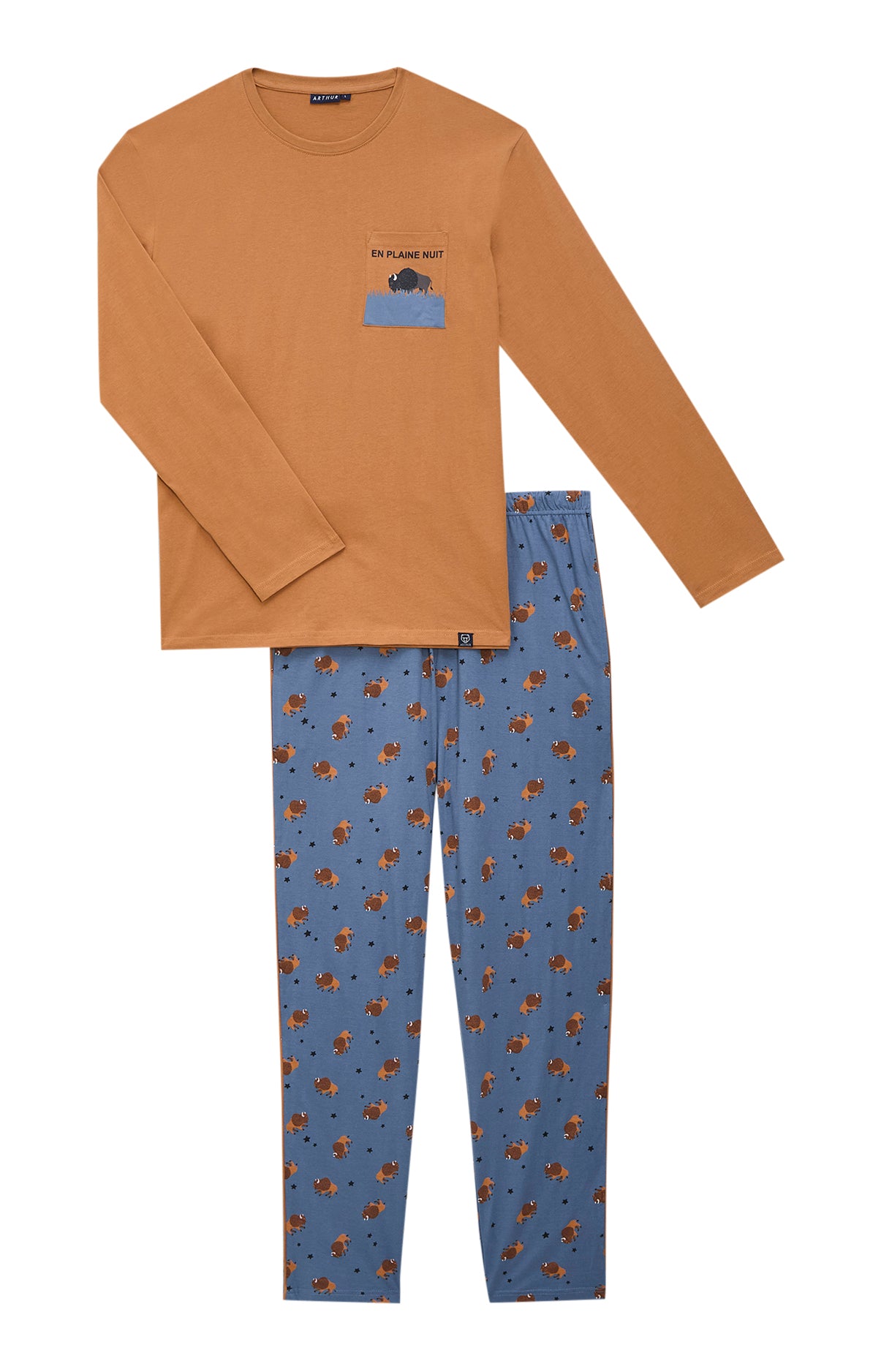 arthur-bob-en-plaine-nuit-pyjama-homme-ardoise-coton-bio image 3