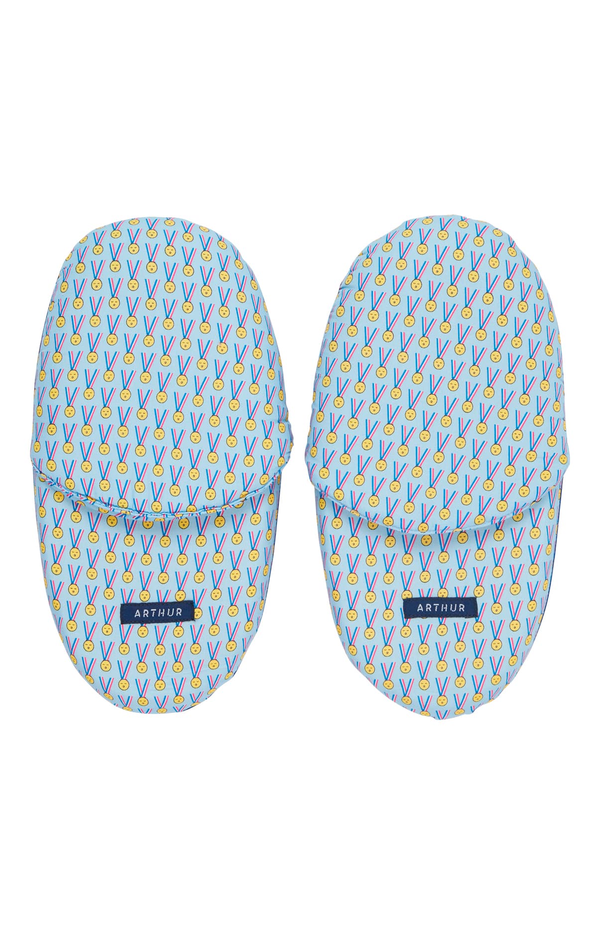 arthur-bob-pantoufles-m-daille-dort-chaussons-bleu-coton-bio image 2
