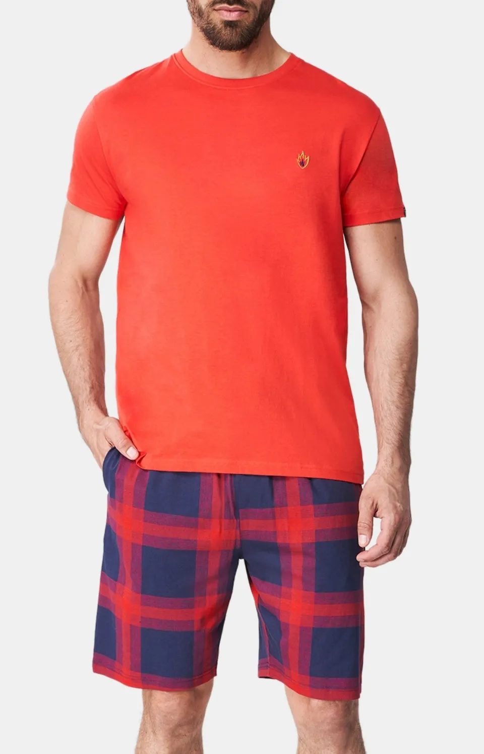 arthur-on-fire-pyjashort-rouge-coton-bio-homme image 1