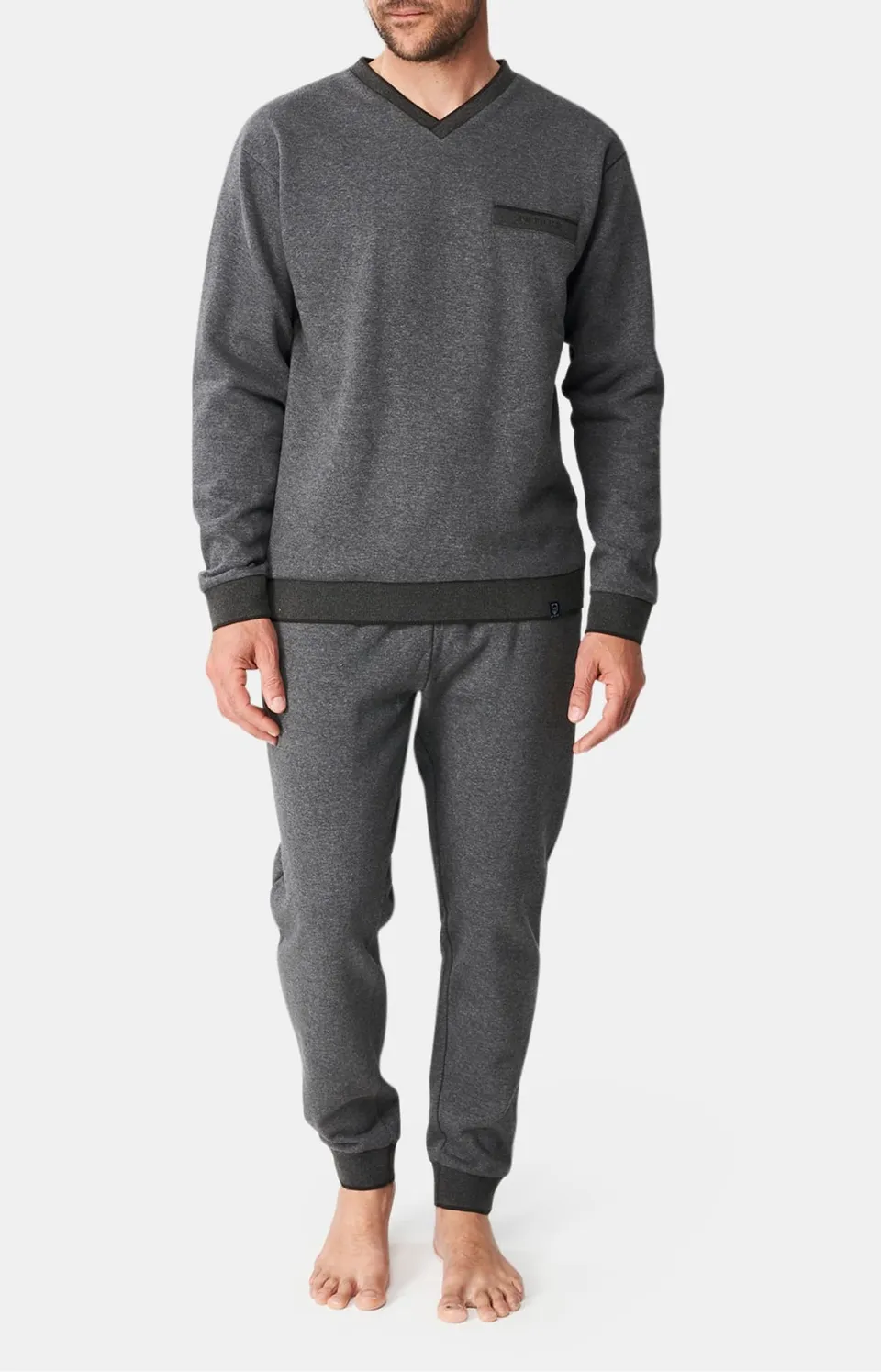 arthur-bob-molino-gris-pyjama-homme-coton-gris-chaud image 1